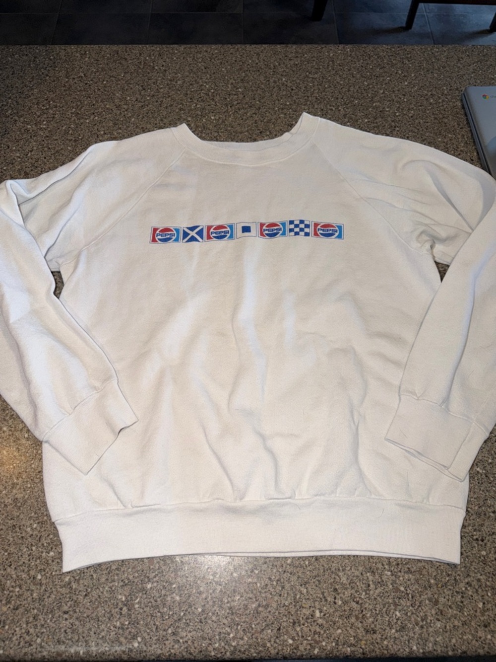 Vintage Pepsi White Crewneck Sweatshirt with Retro Logo Strip